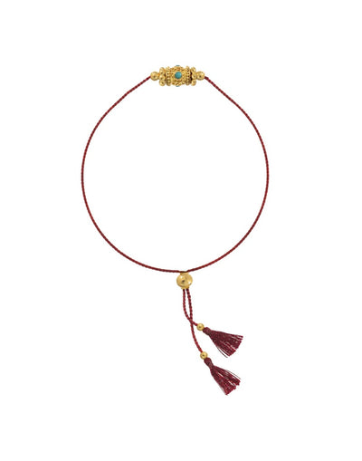 Bracelet pierre turquoise fil rouge