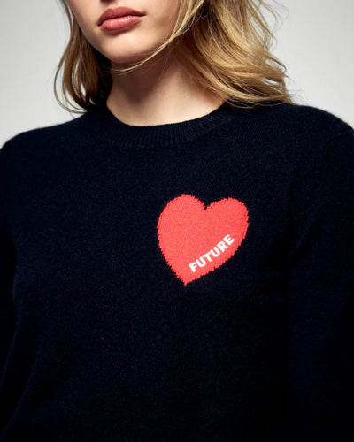 Pull Col Rond Noir Cœur