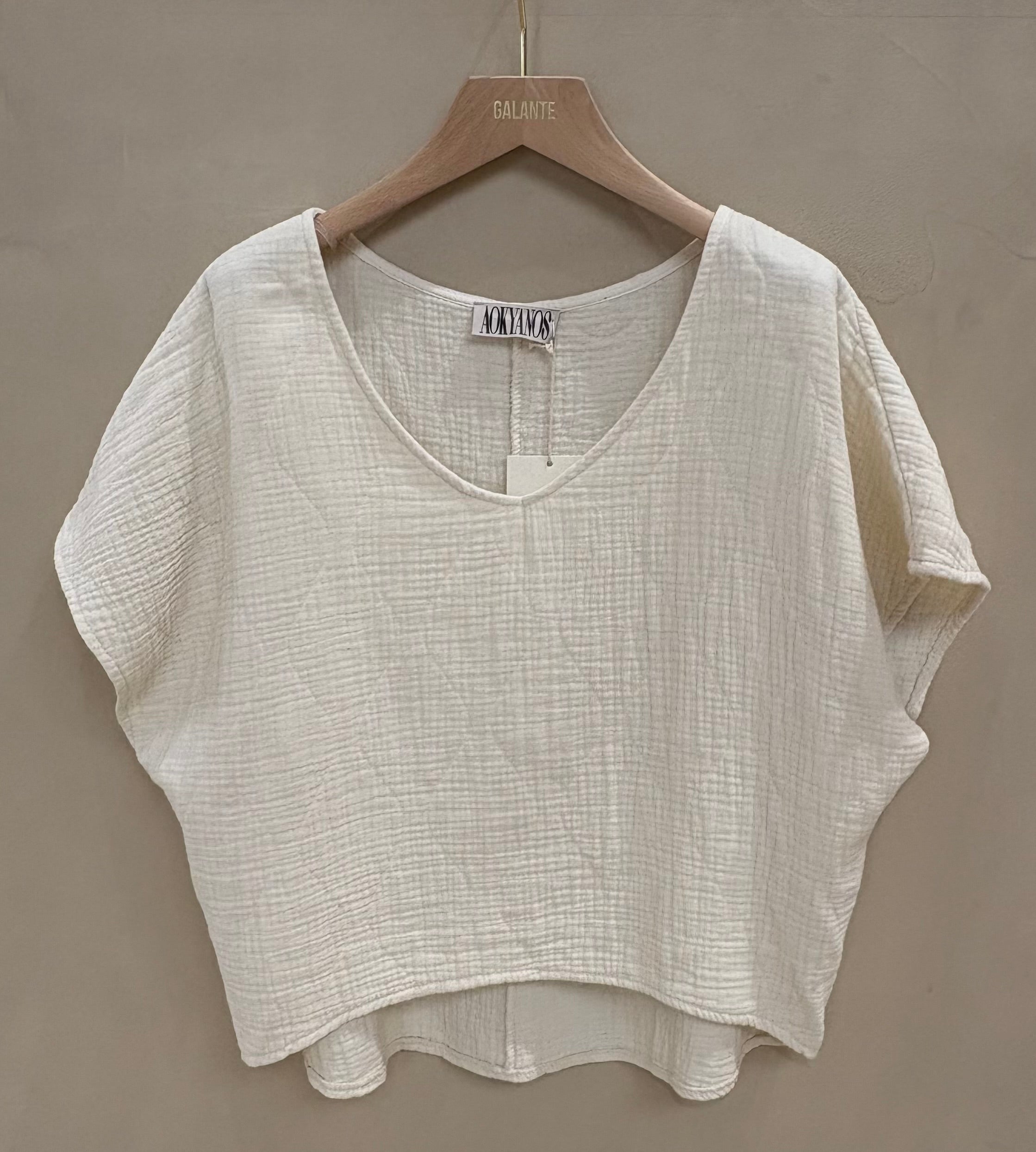 T Shirt New York 1 gaze de coton Crème