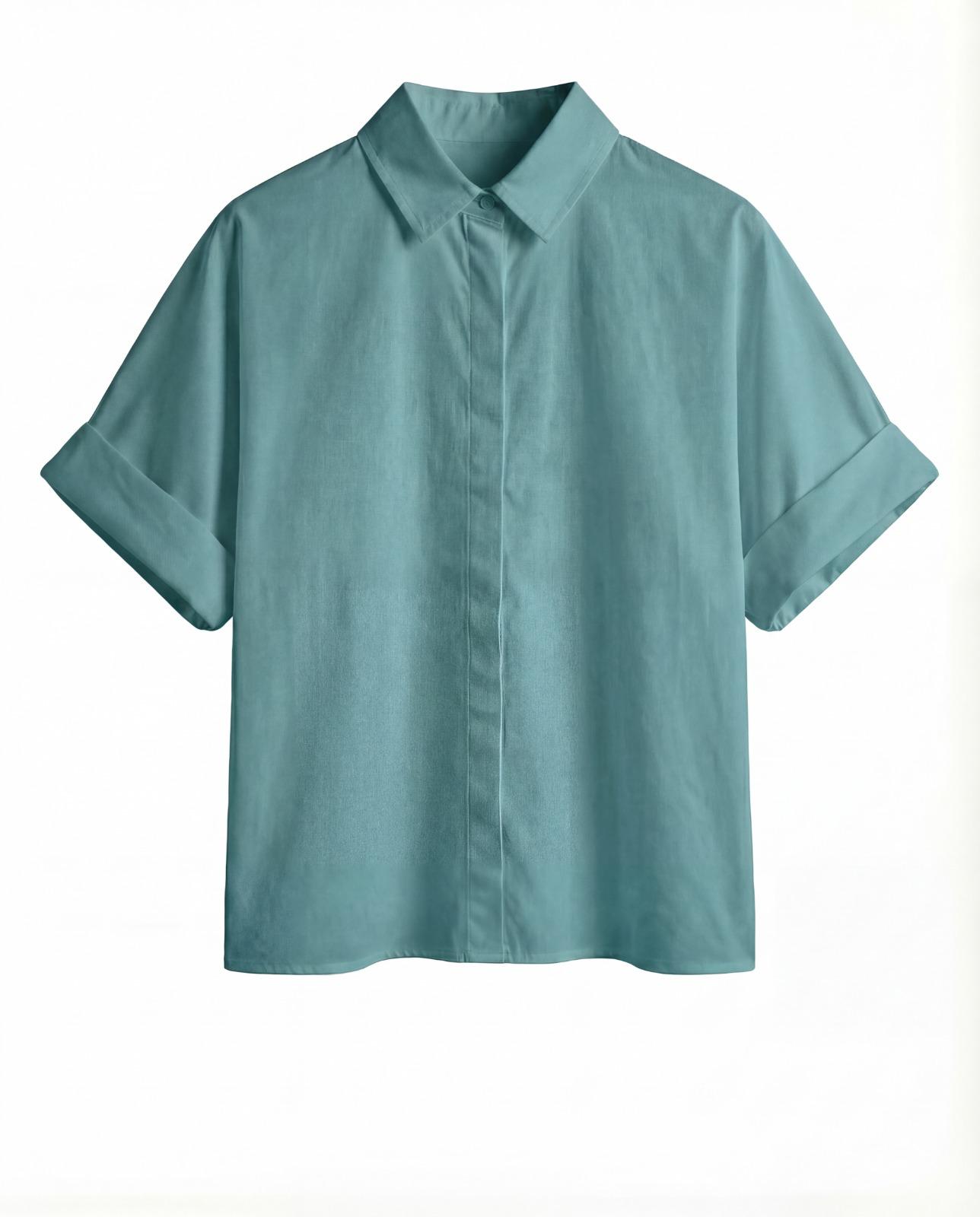 Emma Shirt Cotton Poplin Lagoon