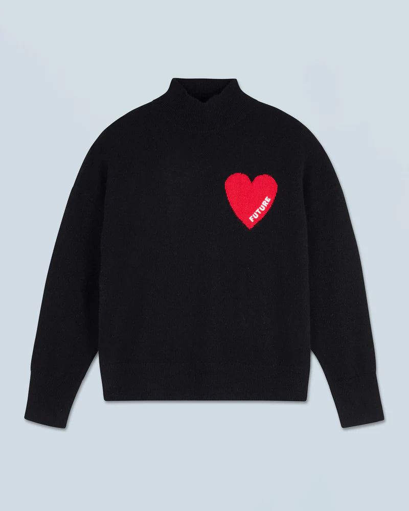 Pull Col Montant Noir Cœur