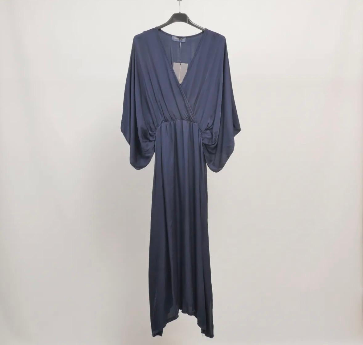 Robe Longue Chauve Souris Bleu Marine TDM76921VS