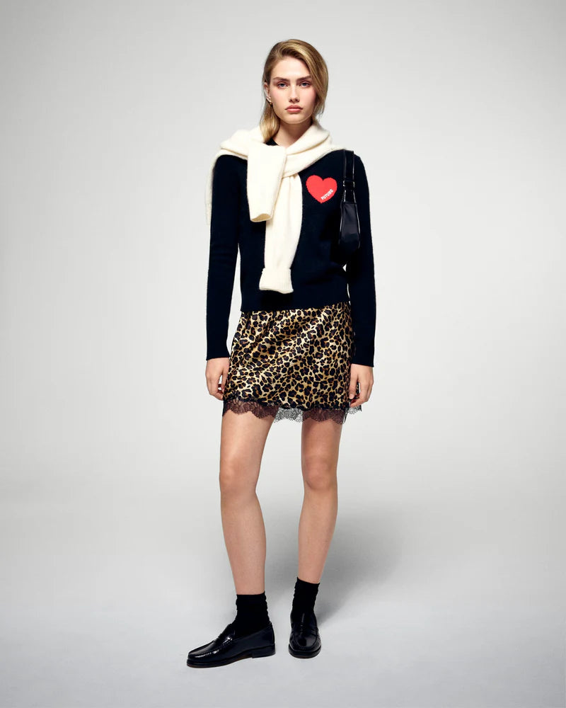 Pull Col Rond Noir Cœur