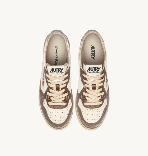 MT08 Baskets Medalist Low Super Vintage En Cuir Chocolate Et Argent