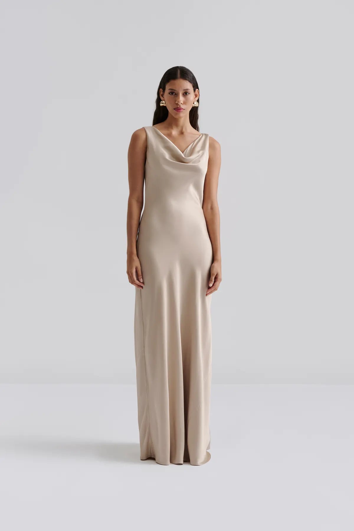 Robe Leah Cowl Satin Champagne