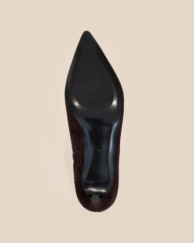 Bottines à Talon et bout pointu Noura Low Chocolate Suede