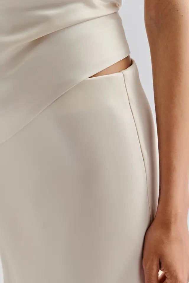 Jupe Aubree Satin Midi Vanilla