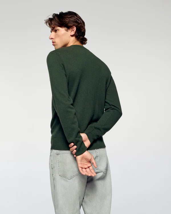 Pull Col Rond Kaki Homme
