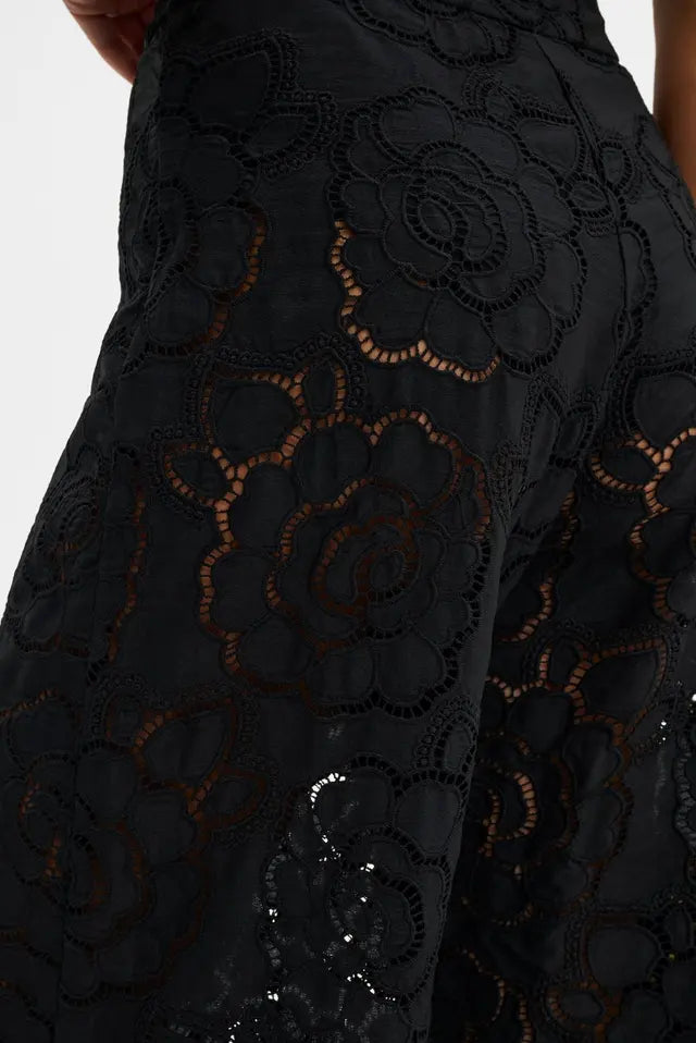 Stacey Wide Lace Pants Black