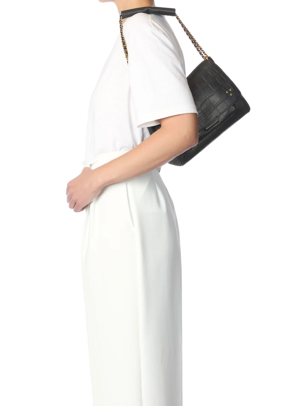 Lulu M Vachette Imprimé Croco Noir