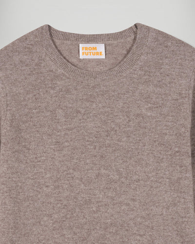 Pull Col Rond Femme Taupe Chiné