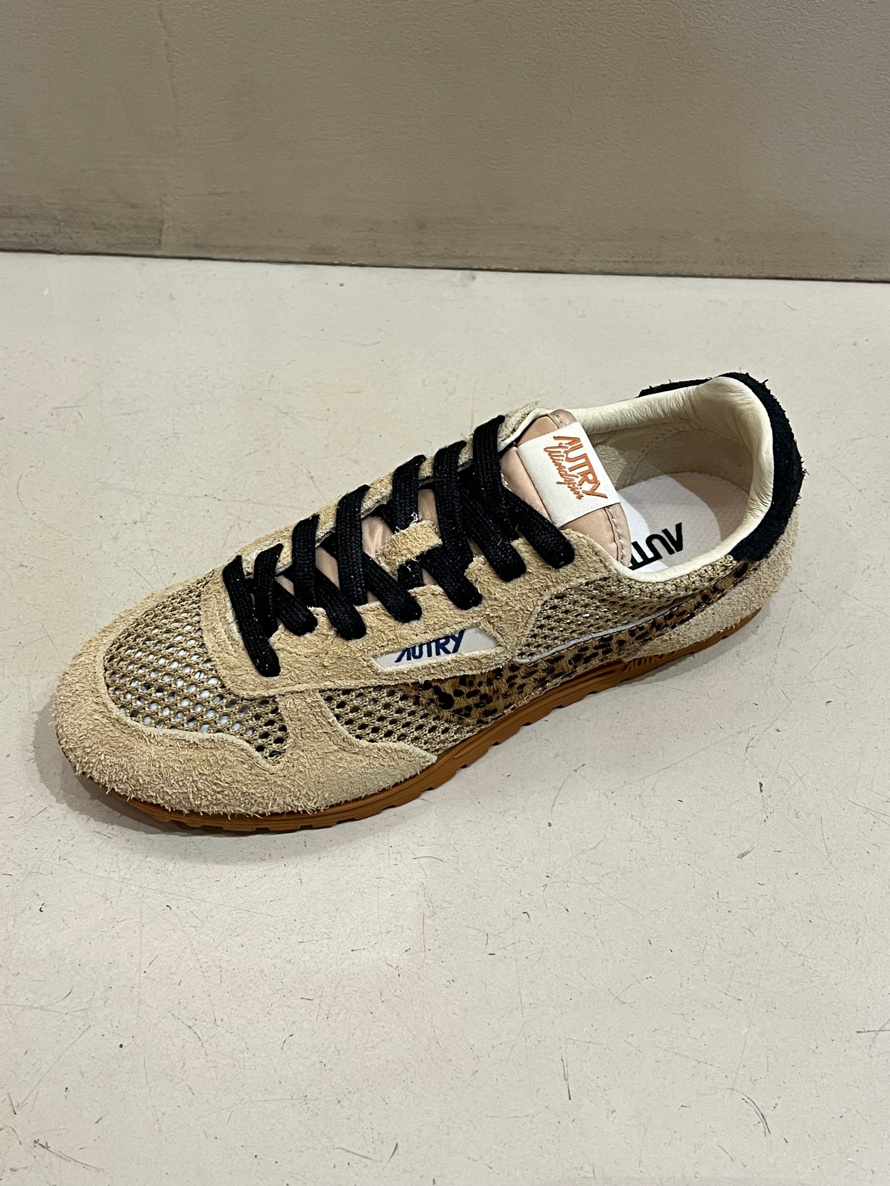 KP01 Basket Windspin Knitted Suede Pony Trench Leopard Black