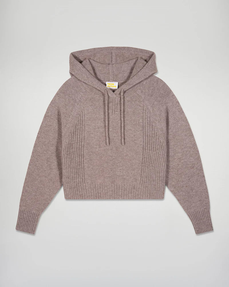 Pull Hoodie Femme Taupe Chiné