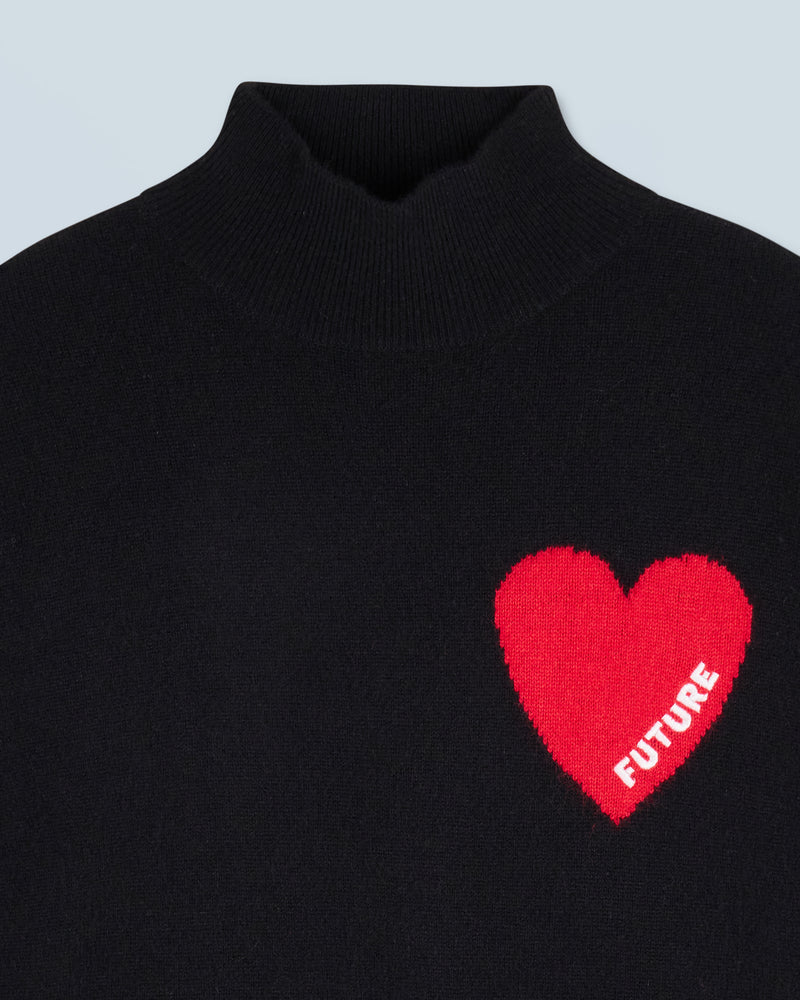Pull Col Montant Noir Cœur