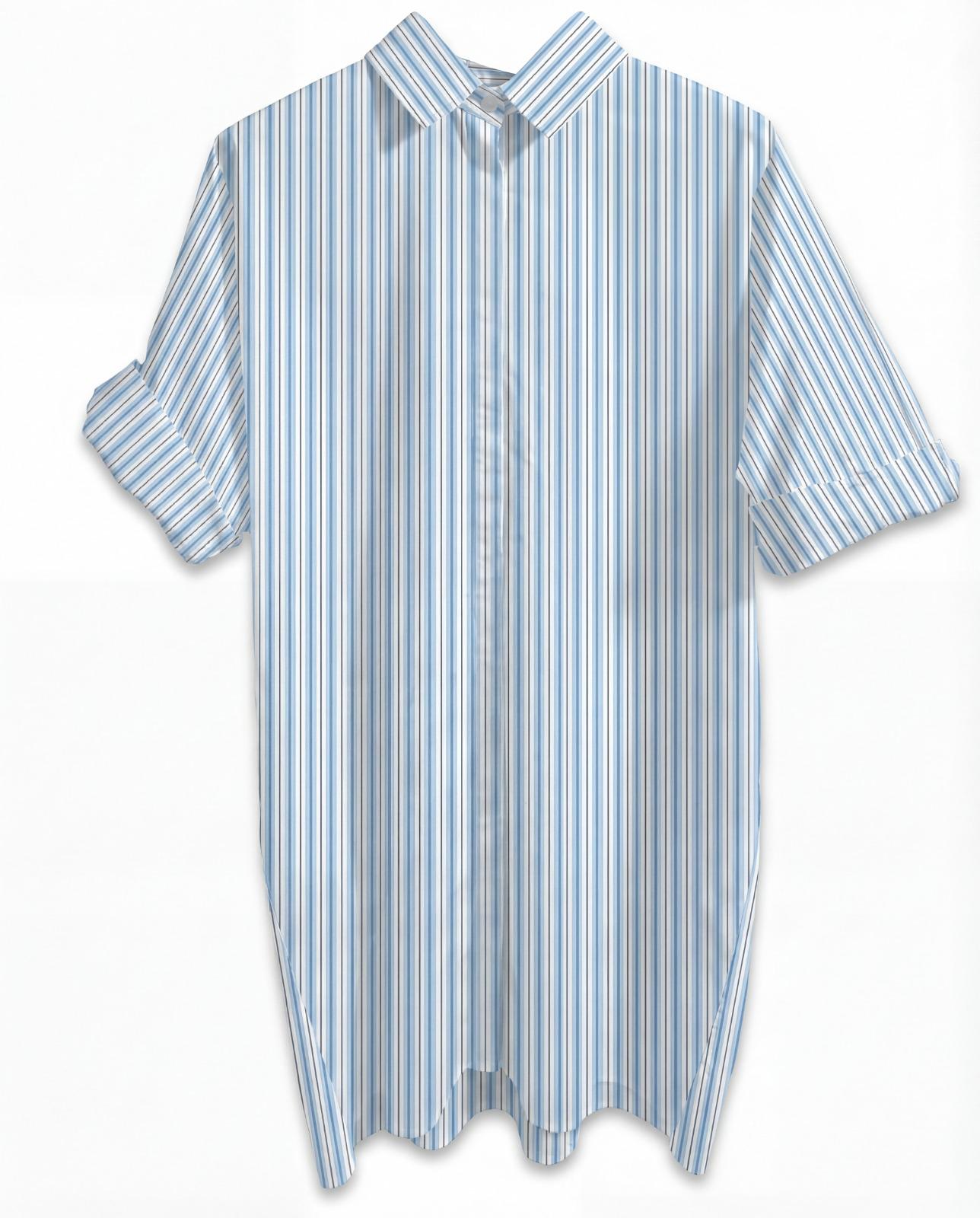 Ella Dress Cotton Poplin Light Blue Stripes
