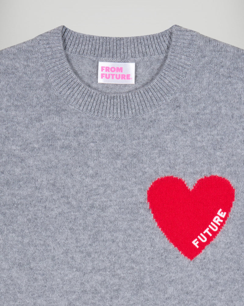 Pull Sans Manches Gris Chiné Cœur