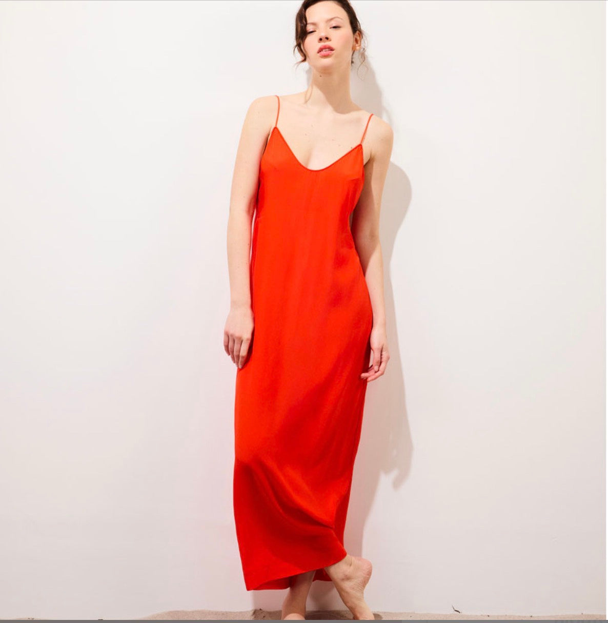 Blake Robe longue dos nu à bretelles Japan Red