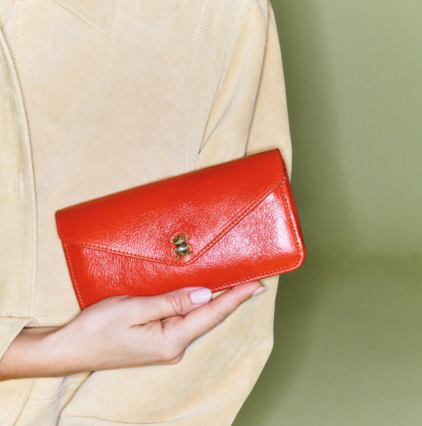 Portefeuille Alex Long Cuir Coquelicot