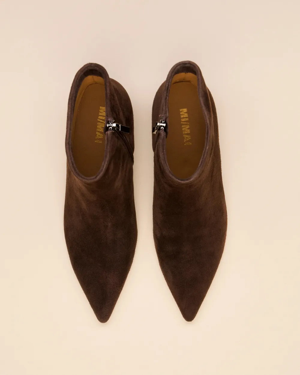 Bottines à Talon et bout pointu Noura Low Chocolate Suede