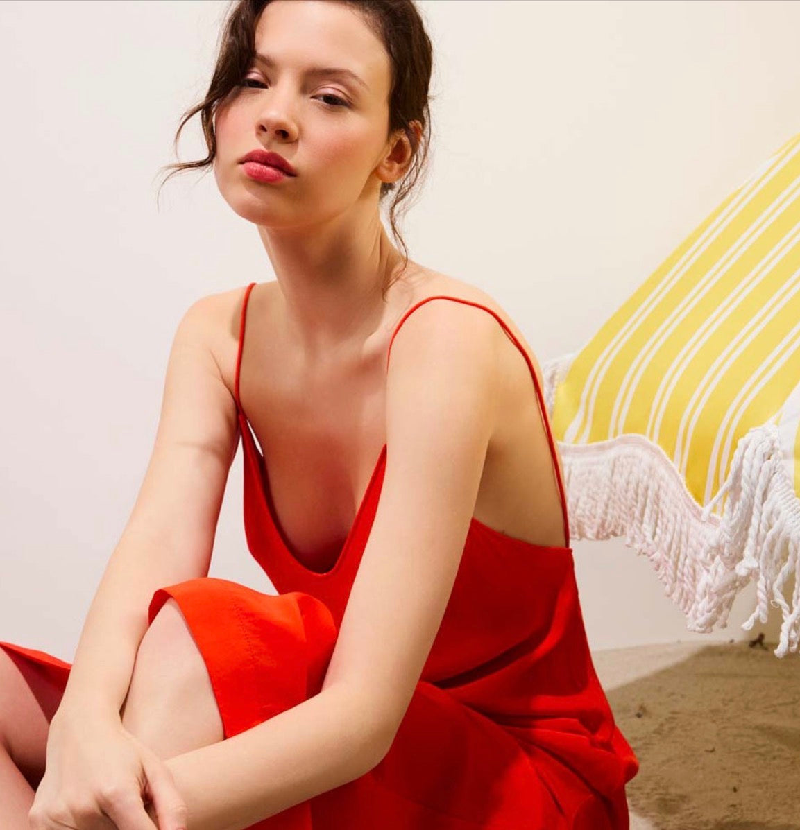 Blake Robe longue dos nu à bretelles Japan Red