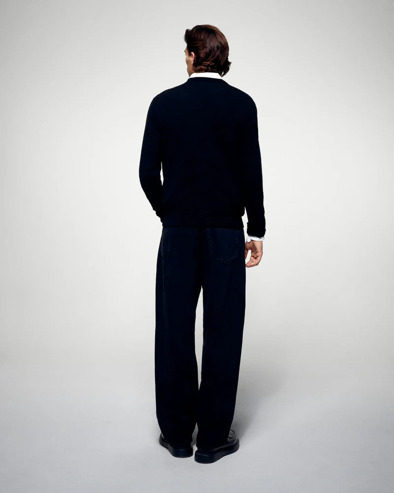 Pull Col Rond Noir Cœur  Homme