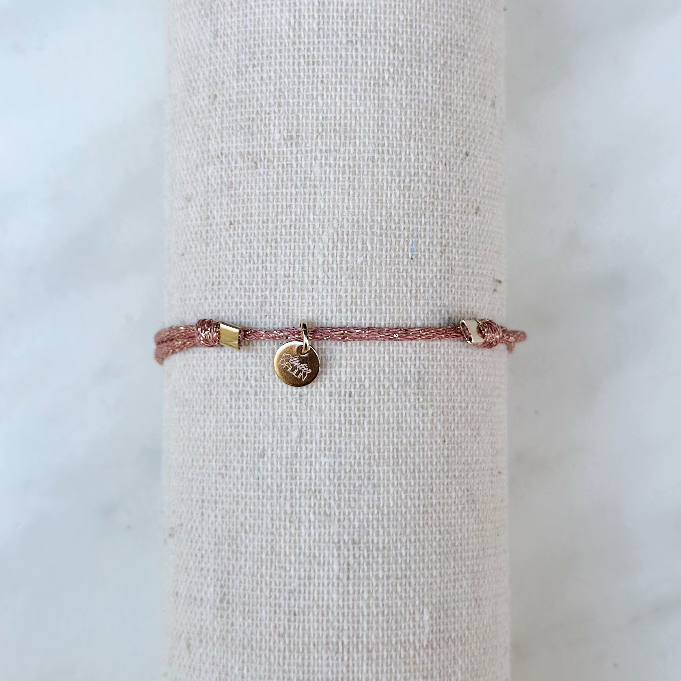 Bracelet « Bonheur » Cordon Lurex Rose Bubblegum