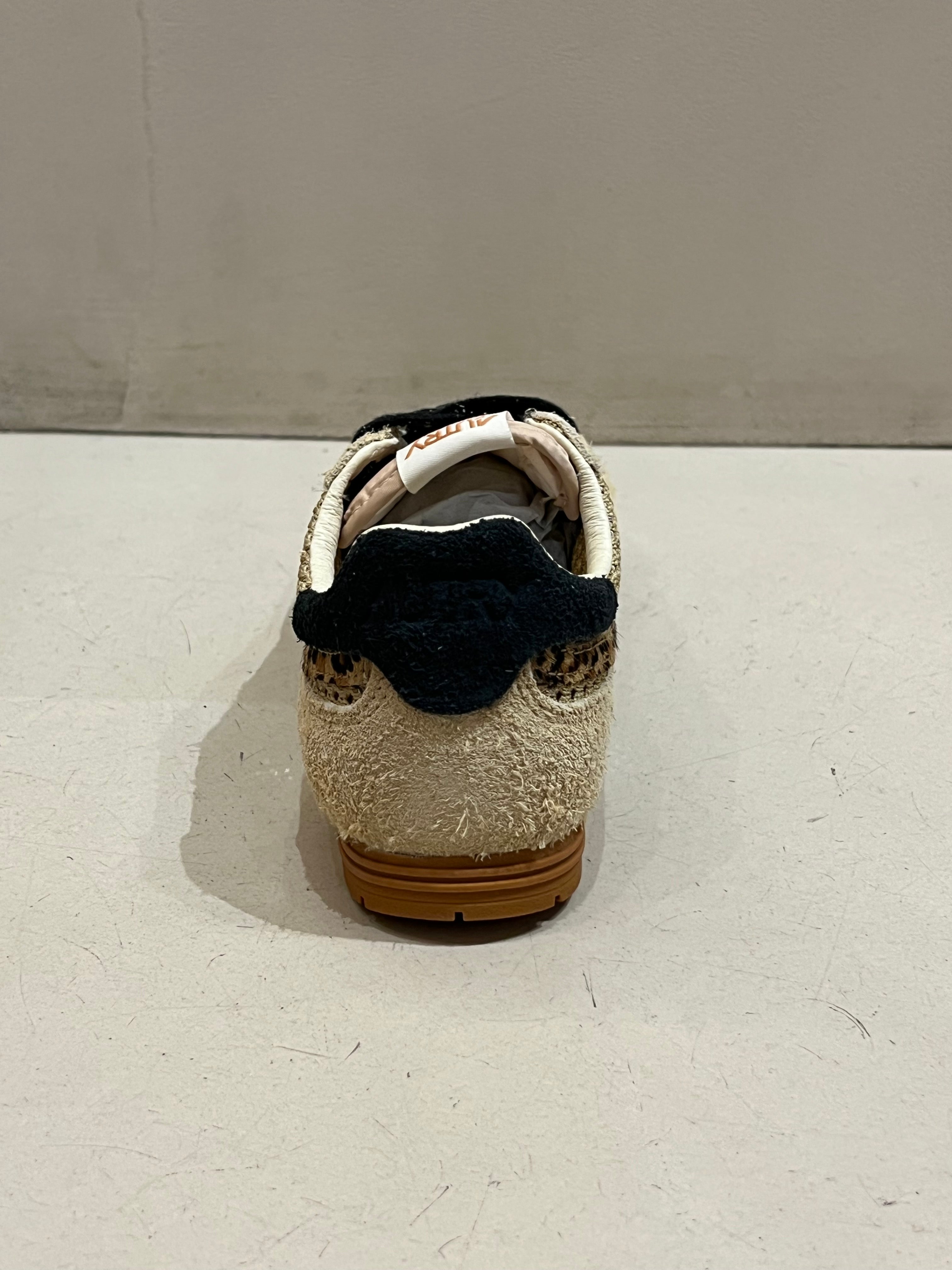 KP01 Basket Windspin Knitted Suede Pony Trench Leopard Black