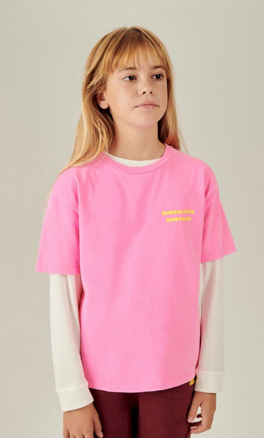 Tee-Shirt Enfant Fizvalley Rose Fluo