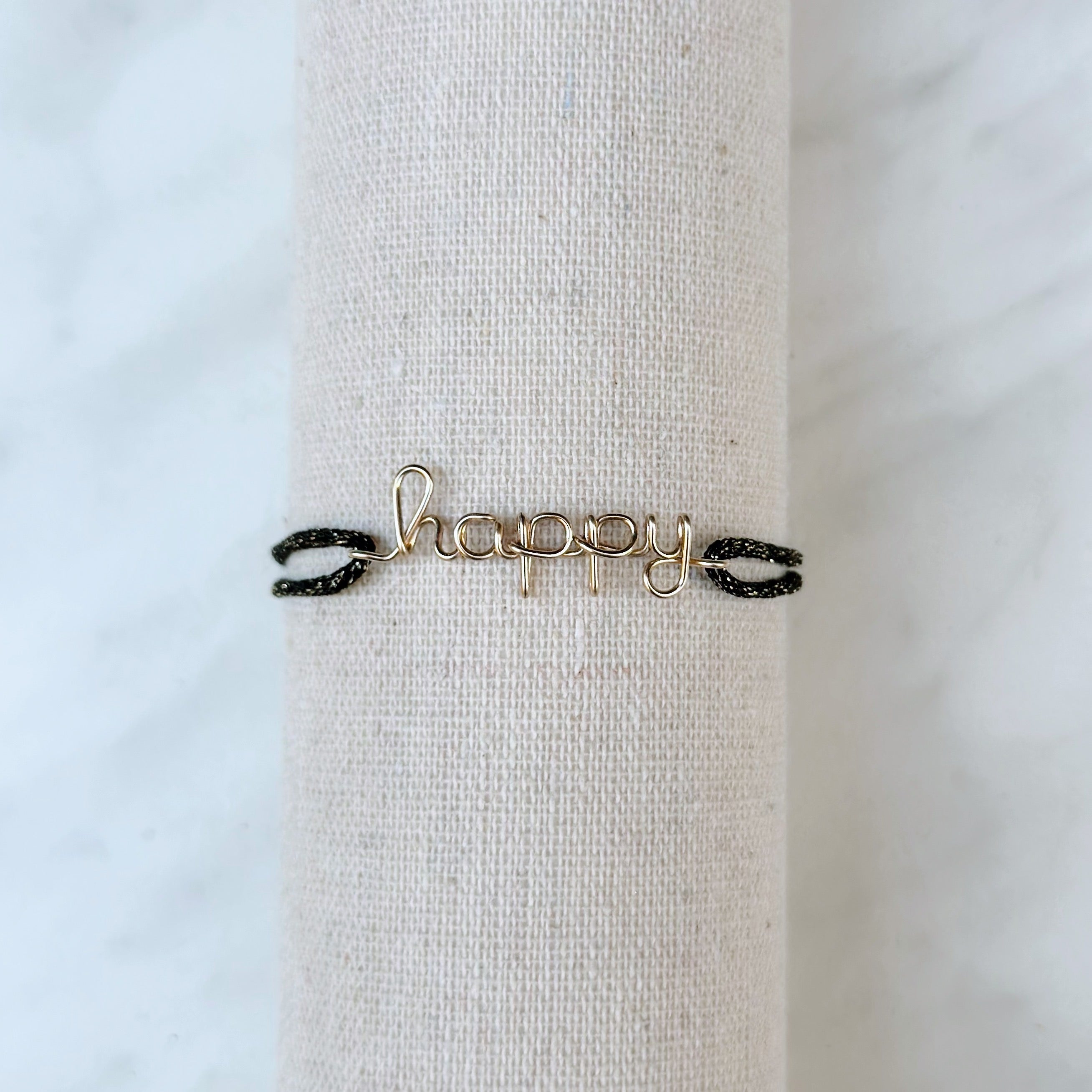Bracelet « Happy » Cordon Lurex Midnight Black