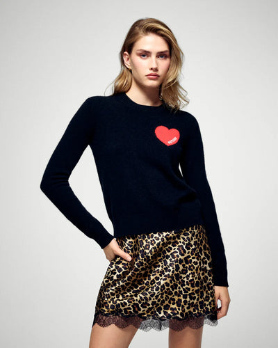 Pull Col Rond Noir Cœur