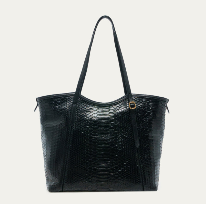 Cabas Claris Virot Python India Noir Zippé