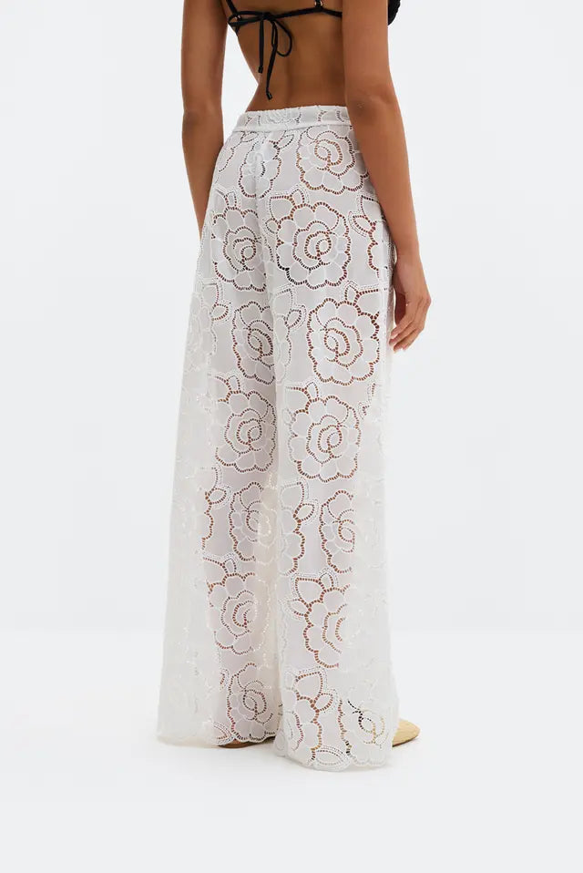 Stacey Wide Lace Pants White