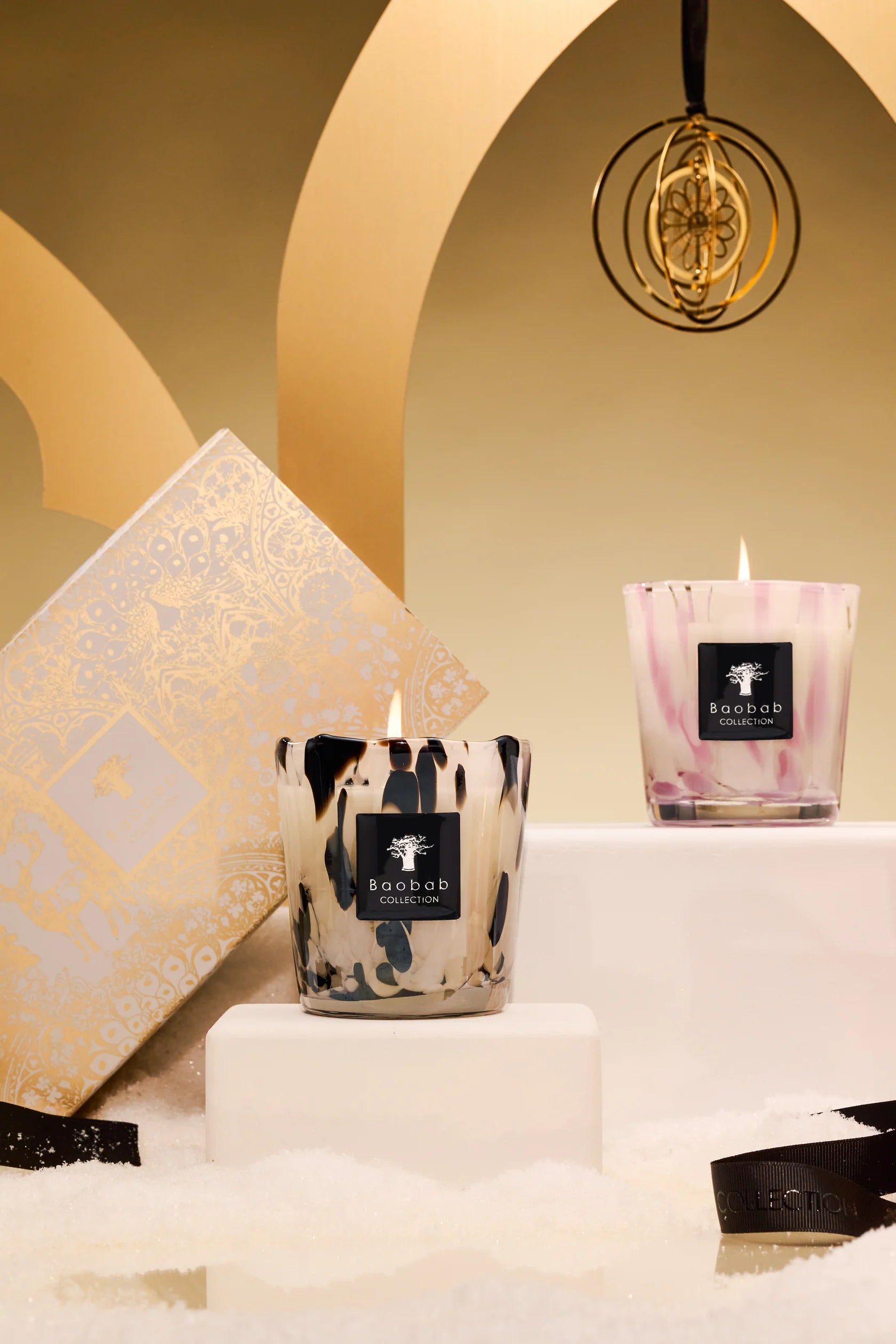 Coffret Duo Candles Pearls Black White