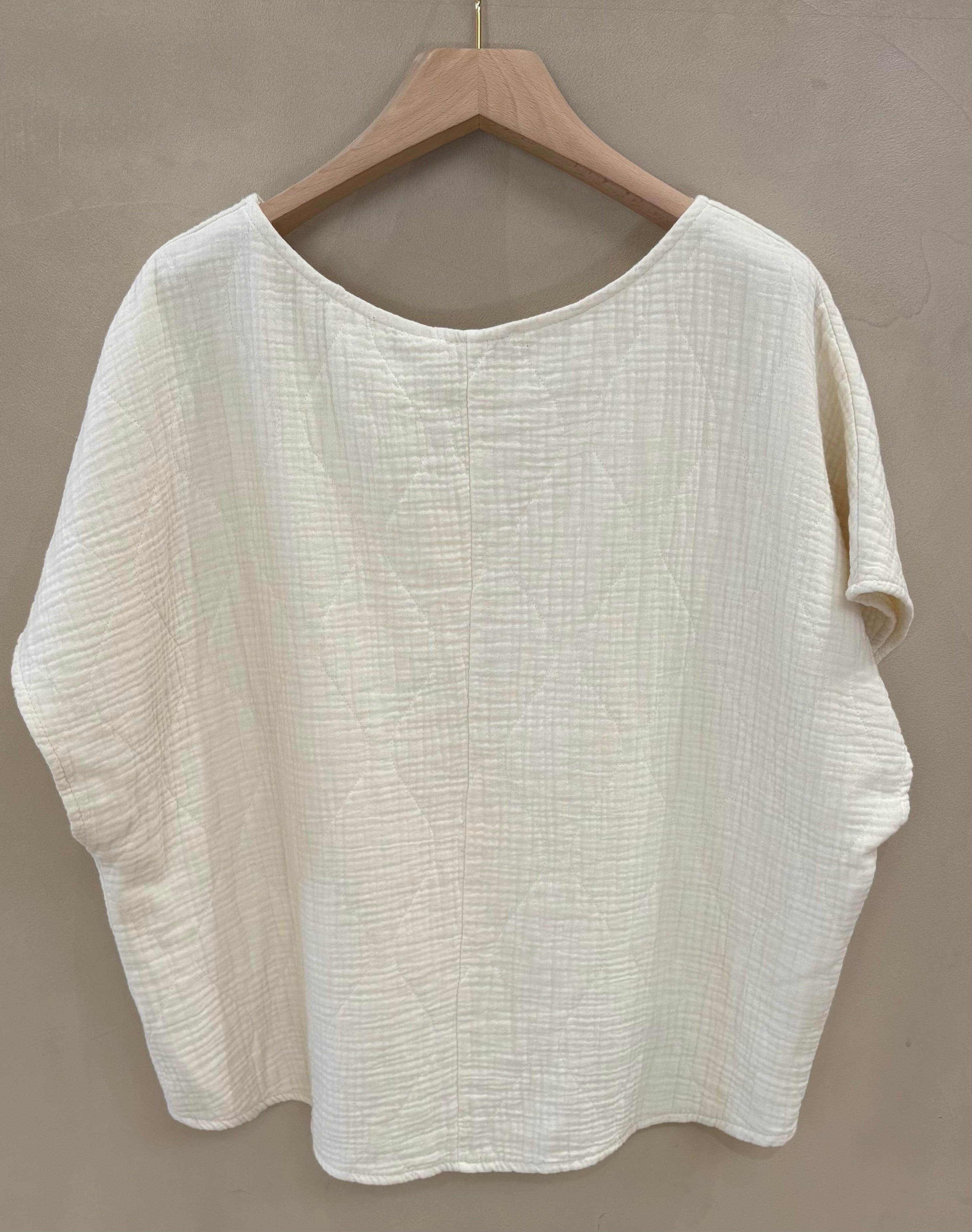 T Shirt New York 1 gaze de coton Crème