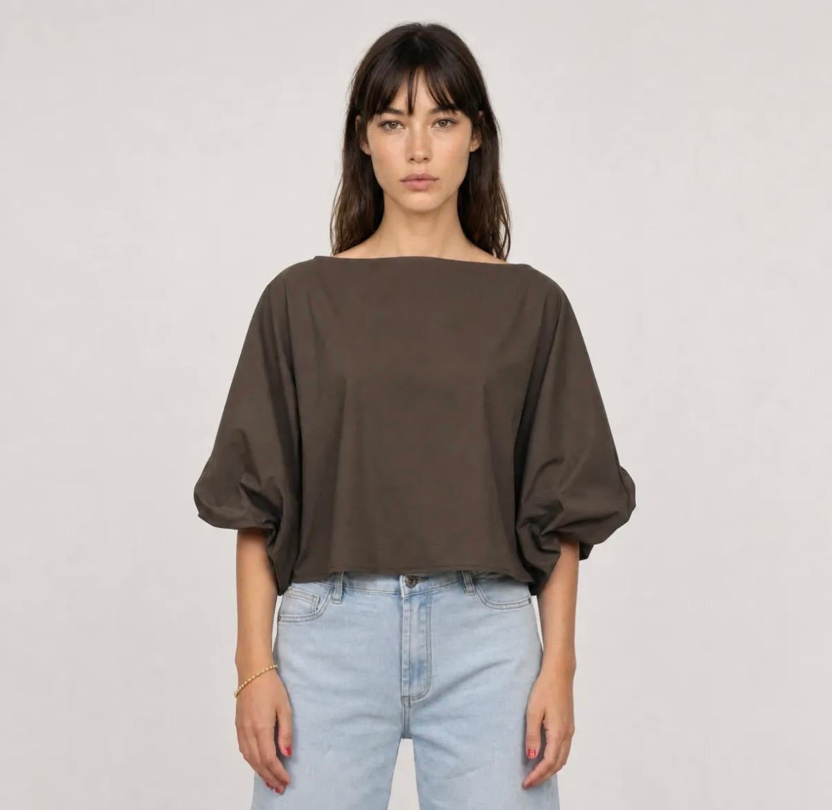 Top crop ballon Marron TDM28126