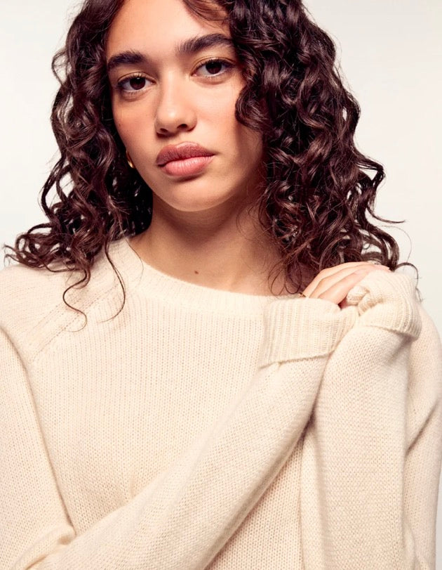 Pull Col Rond Femme Écru