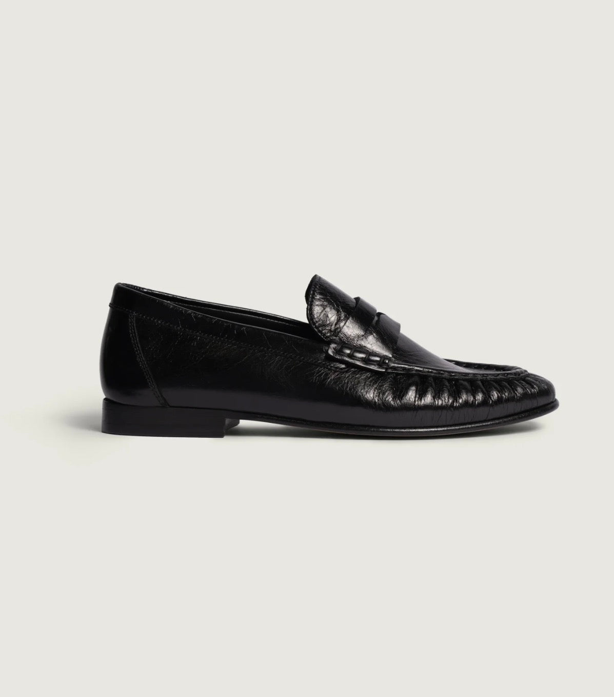 Mocassin Penny Wrinkle Leather Shiney Black