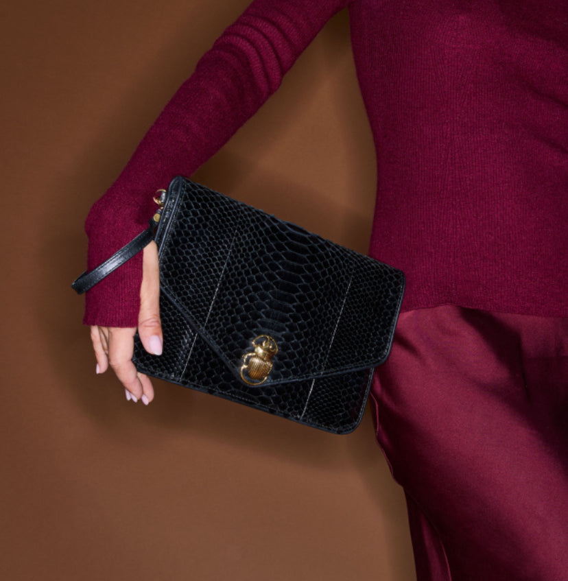 Pochette Python Alicia Noir