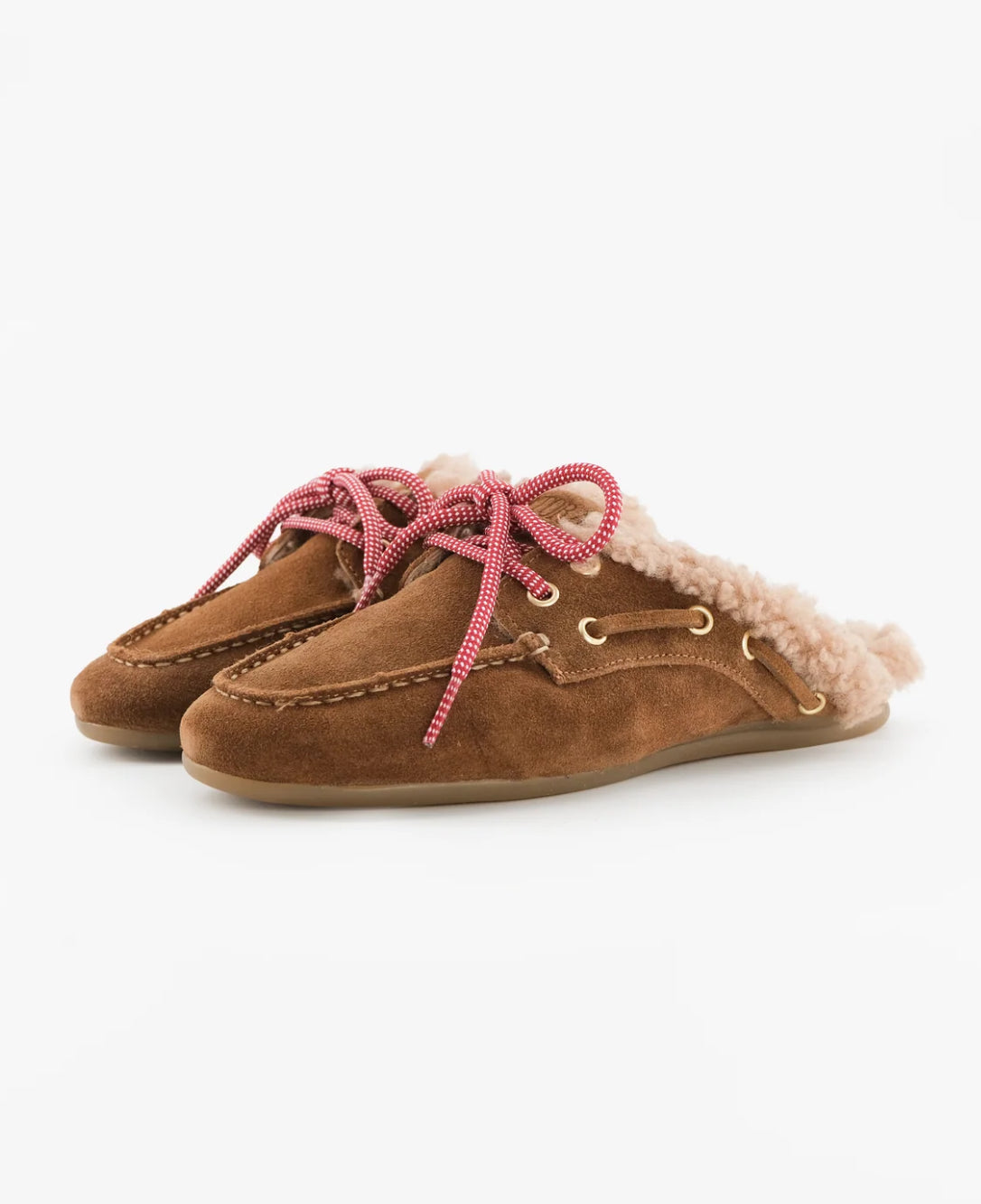 Mules Banche Curly Mogamo Sherling Red shoelaces