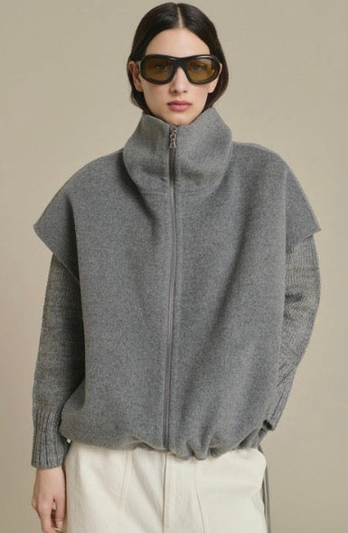 Blouson Junior Zippé sans Manches Gris Clair