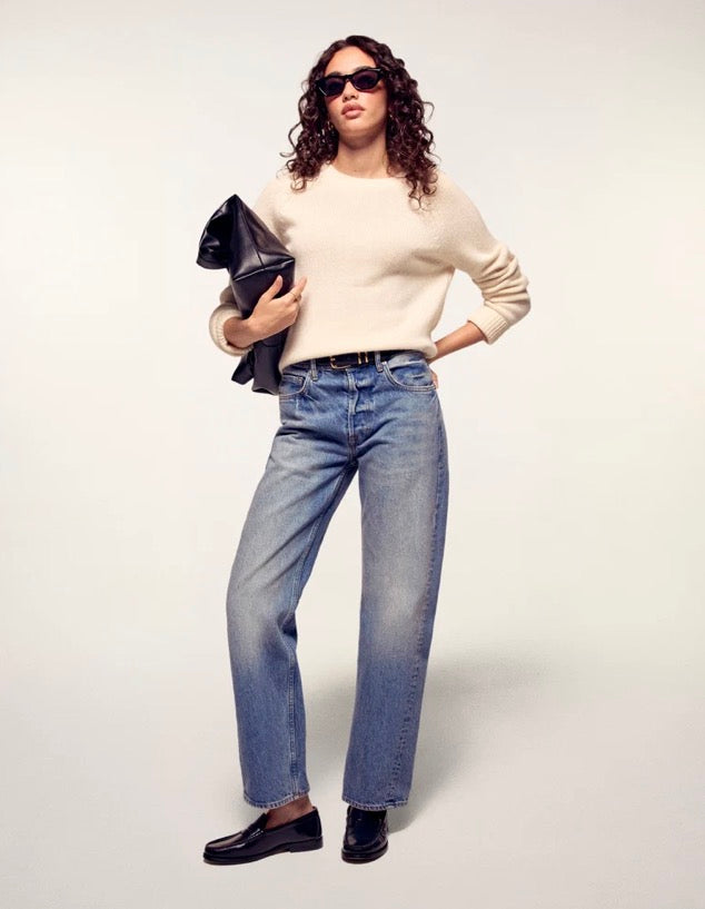Pull Col Rond Femme Écru