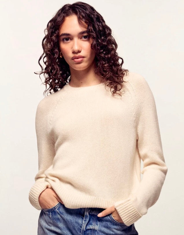 Pull Col Rond Femme Écru