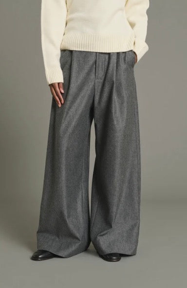 Pantalon Hugues à cordons en Flanelle en Gris Chiné