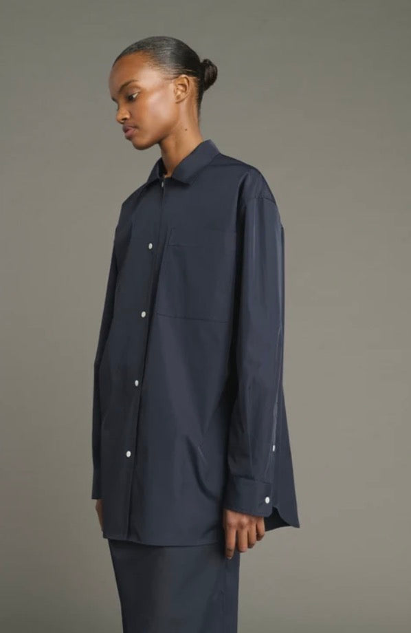Chemise Oversize en Taffetas Kita Navy