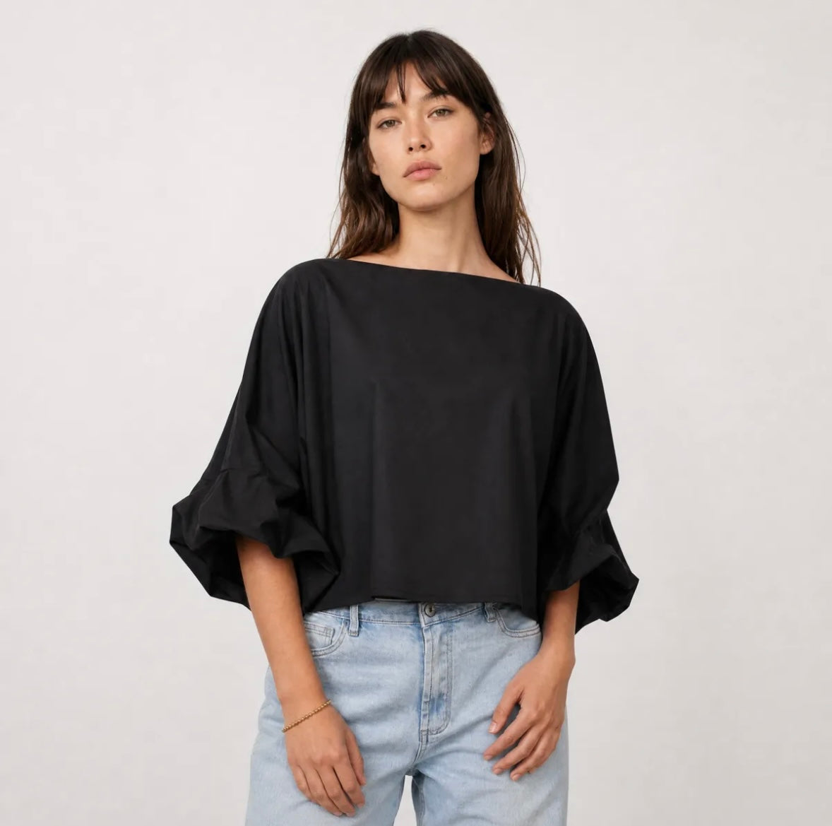 Top crop ballon noir TDM28126