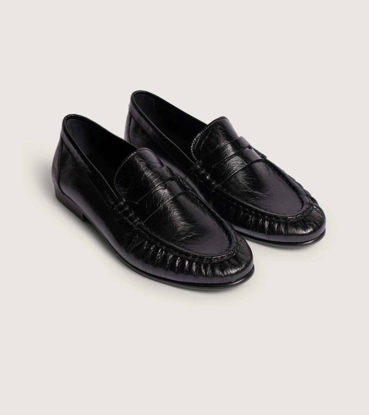 Mocassin Penny Wrinkle Leather Shiney Black