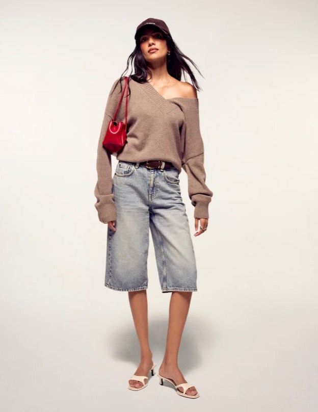 Pull Femme Col V Winter Taupe