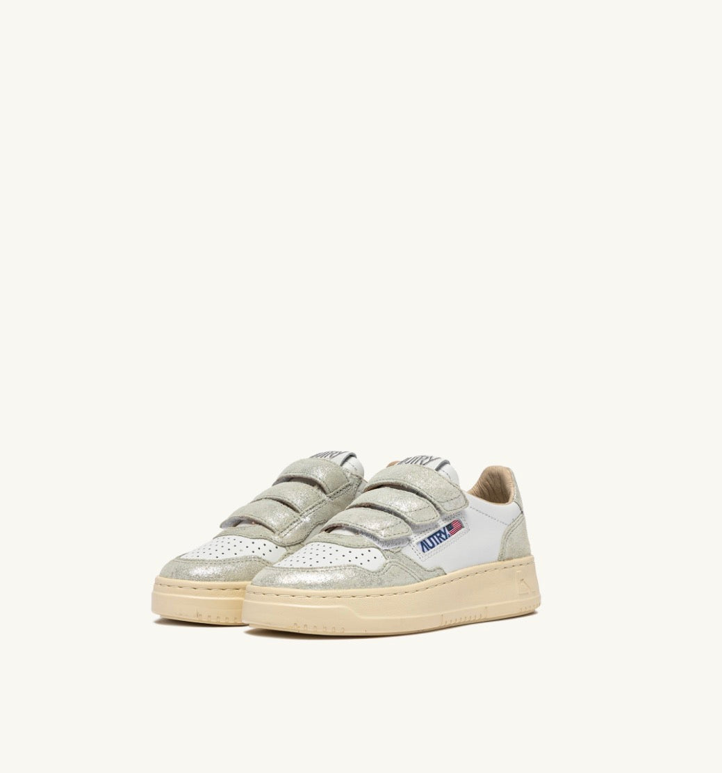 KFJ01 Baskets Medalist Kidstripes bicolore White Silver