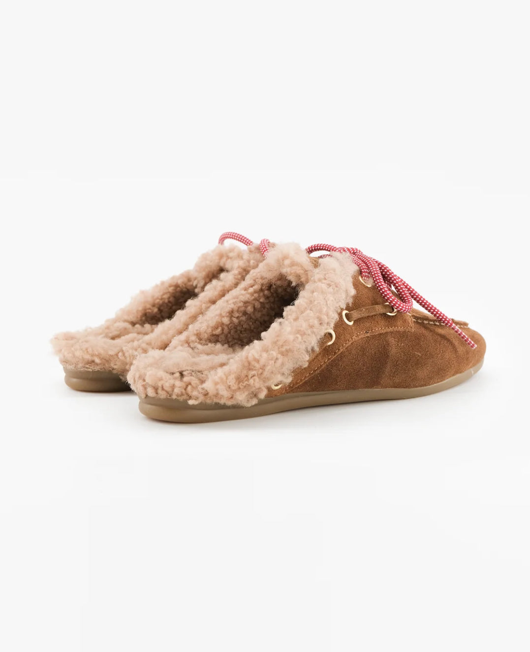 Mules Banche Curly Mogamo Sherling Red shoelaces