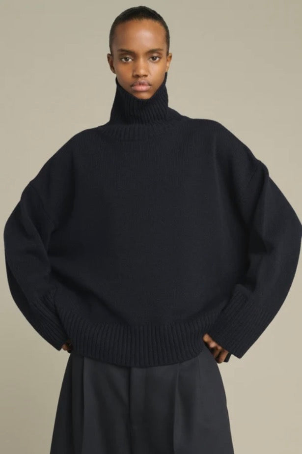 Pull William Oversize en Laine de Mérinos Navy